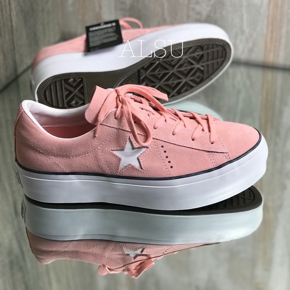 Conver One Star Platform OX Suede Bleached Coral W - Picture 4 of 8